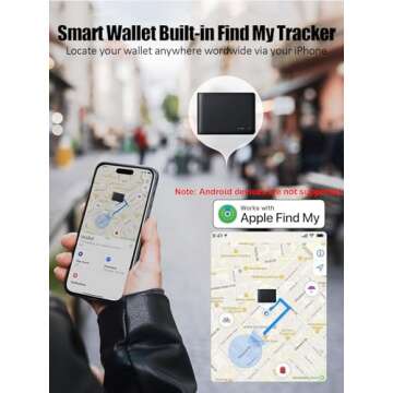 Mens Wallet Built-in Find My Real Time Tracker, 100% Genuine Leather RFID Blocking Classic Bifold Wa...