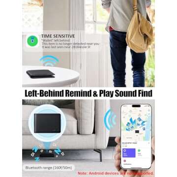 Mens Wallet Built-in Find My Real Time Tracker, 100% Genuine Leather RFID Blocking Classic Bifold Wallet for Men Upgrade Replacement for AirTag Wallet Credit Card Holder Smart Wallet for Men Black