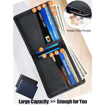 Mens Wallet Built-in Find My Real Time Tracker, 100% Genuine Leather RFID Blocking Classic Bifold Wallet for Men Upgrade Replacement for AirTag Wallet Credit Card Holder Smart Wallet for Men Black