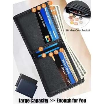 Mens Wallet Built-in Find My Real Time Tracker, 100% Genuine Leather RFID Blocking Classic Bifold Wallet for Men Upgrade Replacement for AirTag Wallet Credit Card Holder Smart Wallet for Men Black