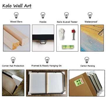 KLVOS Texas Longhorn Wall Art Black and White Farm Animal Highland Cattle Canvas Picture Farmhouse Prints Photo Paintings Modern Home Decoration Giclee Artwork Wood Frame Gallery Wrapped 24x36inch