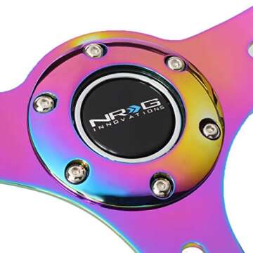 NRG Innovations NRG-ST-015MC-MF Classic Wood Grain Steering Wheel - 350mm, 6x70mm, 3 Neochrome Spokes - Minty Fresh Color