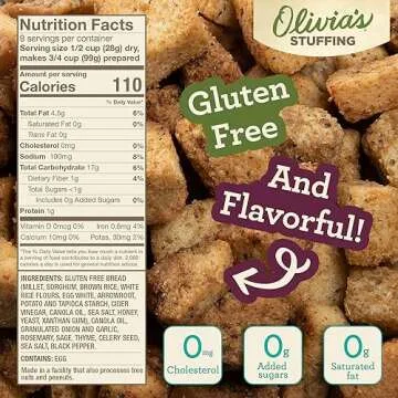 Olivia's Croutons Gluten Free Stuffing Mix - Rosemary & Sage Herb Seasoned Dressing - Vegetarian, Preservative Free, 9 Ounce (Pack of 2)