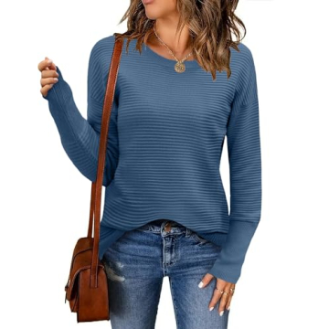 Fall Casual Ribbed Knit Sweater for Women