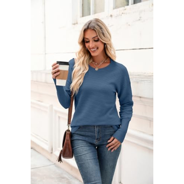 Fall Casual Ribbed Knit Sweater for Women