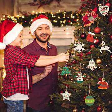 158 Pcs Wooden Christmas Ornaments for DIY Crafts