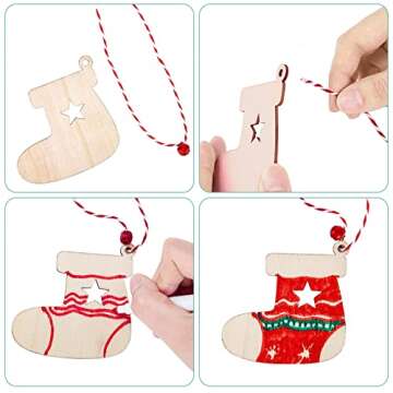 158 Pcs Wooden Christmas Ornaments for DIY Crafts