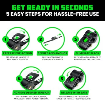 Rhino USA Retractable Ratchet Straps - Heavy Duty Tie Downs