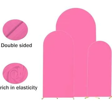 Quoyiyo Set of 3 Wedding Arch Cover,Arch Backdrop Cover Stretchy Wedding Arch Stand Cover for Birthday Party Ceremony Banquet Decoration(Pink)