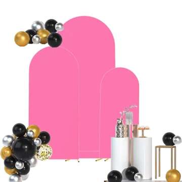 Quoyiyo Set of 3 Wedding Arch Cover,Arch Backdrop Cover Stretchy Wedding Arch Stand Cover for Birthday Party Ceremony Banquet Decoration(Pink)