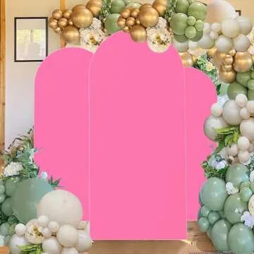 Quoyiyo Set of 3 Wedding Arch Cover,Arch Backdrop Cover Stretchy Wedding Arch Stand Cover for Birthday Party Ceremony Banquet Decoration(Pink)