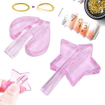2pcs Nail Embossed Nail Bending Star Heart Shape Nail Art Metal Frame Bending Nail Art Equipment Manicure Tool for Household, Nail Salon