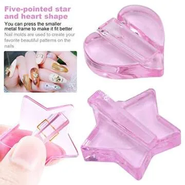 2pcs Nail Embossed Nail Bending Star Heart Shape Nail Art Metal Frame Bending Nail Art Equipment Manicure Tool for Household, Nail Salon