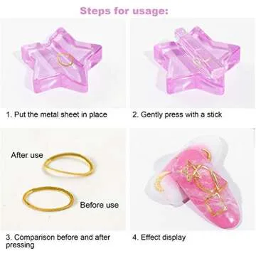 2pcs Nail Embossed Nail Bending Star Heart Shape Nail Art Metal Frame Bending Nail Art Equipment Manicure Tool for Household, Nail Salon