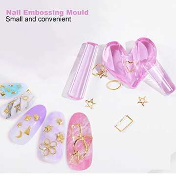 2pcs Nail Embossed Nail Bending Star Heart Shape Nail Art Metal Frame Bending Nail Art Equipment Manicure Tool for Household, Nail Salon