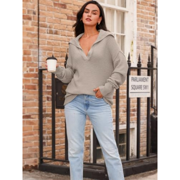 LILLUSORY V Neck Oversized Pullover Sweater for Women