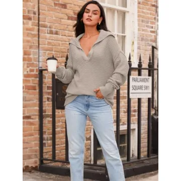 LILLUSORY V Neck Oversized Pullover Sweater for Women