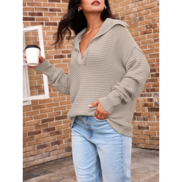 LILLUSORY V Neck Oversized Pullover Sweater for Women