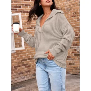 LILLUSORY V Neck Oversized Pullover Sweater for Women