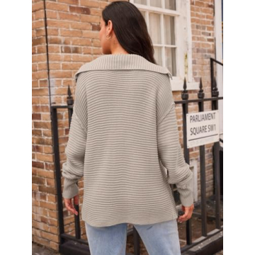 LILLUSORY V Neck Oversized Pullover Sweater for Women