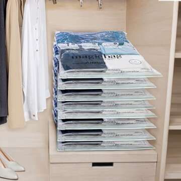 MagicBag Smart Design Instant Space Saver Storage - Flat Jumbo - Set of 4 Bags Total - Airtight Double Zipper - Vacuum Seal - Clothing, Pillows - Home Organization