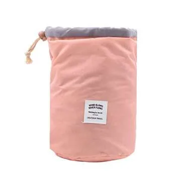 EFAILY 4 Packs Travel Organizer Bag Large Capacity Waterproof Travel Portable Fashion Drawstring Cosmetic Bag, Lightweight Multifunctional Barrel Shaped Storage Bag