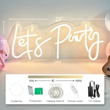 Lets Party Neon Sign for Birthday and Event Decor