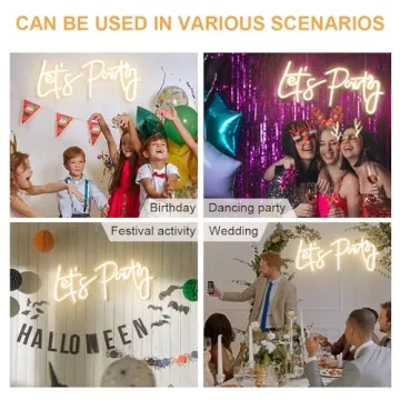 Lets Party Neon Sign for Birthday and Event Decor