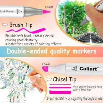 Caliart 18 Colors Brush & Chisel Alcohol Markers Set for Artists