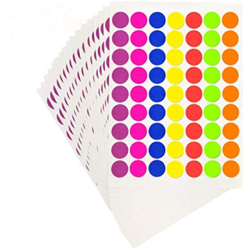 Pack of 1827 1-inch Round Color Coding Labels - 7 Neon Colors, Customizable Stickers