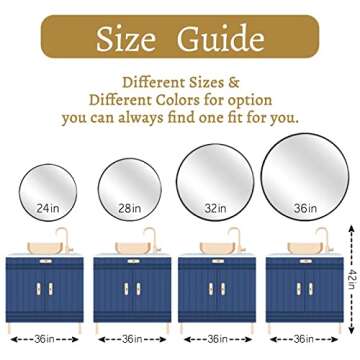 NeuType Round Mirror Circle Mirror 32 Inch Aluminum Alloy Frame Wall Mirror Large Vanity Hanging Decorative Mirrors for Entryway, Bathroom, Bedroom, Living Room, Black