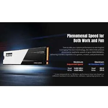 KLEVV CRAS C910 4TB M.2 2280 SLC Cache NVMe PCIe Gen4x4 Laptop & Desktop Internal SSD Heatsink Included, up to 5200MB/s (K04TBM2SP0-C91)
