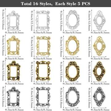 CHANZET 3D Metal Nail Charms 80pcs, Frame Gothic Nail Art Charms, Retro Gold Silver Nail Jewels Art ...