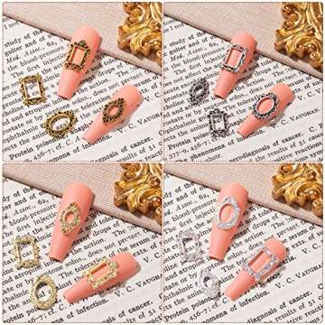 CHANZET 3D Metal Nail Charms 80pcs, Frame Gothic Nail Art Charms, Retro Gold Silver Nail Jewels Art Decoration for Women Girls Acrylic Nail DIY Craft Design Manicure Accessories