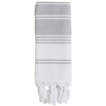 BOSPHORUS (Set of 8) Turkish Cotton Hand Face Head Guest Gym Towel Set Peshtemal Washcloth Kitchen Tea Towel Dish Cloth Set (Grey)