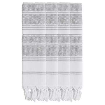 BOSPHORUS (Set of 8) Turkish Cotton Hand Face Head Guest Gym Towel Set Peshtemal Washcloth Kitchen Tea Towel Dish Cloth Set (Grey)