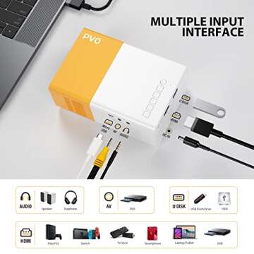 PVO Mini Projector - Portable LED Projector for Kids