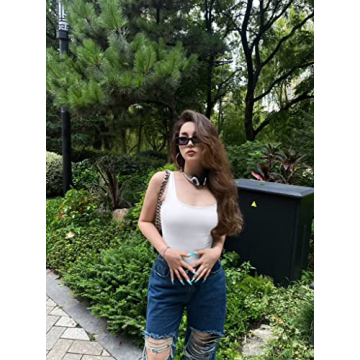 OQQ Women's 3 Piece Bodysuits Sexy Ribbed Squar