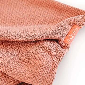 AQUIS COPPER SURE™ Rapid Dry Microfiber Hair Wrap, Button-Loop Closure Wrap Shape, Clean Towel Technology, Ultra-Absorbent