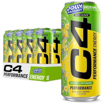 Cellucor C4 Performance Energy Drink | JOLLY RANCHER Green Apple | Zero Sugar Carbonated Preworkout ...