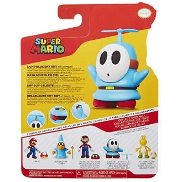 Super Mario Blue Shy Guy Poseable Figure for Kids & Collectors