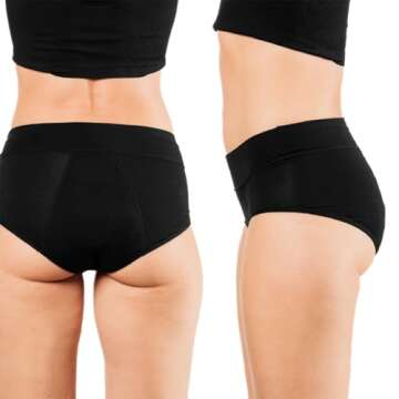 Bambody Absorbent Panties, Post-Partum, Period Underwear for Women and Teens - Leakproof, Soft, Comfortable, Breathable - 3X, 1 Pack, Black