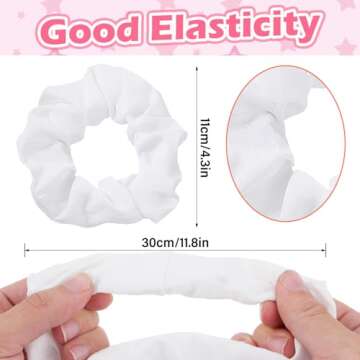2Pcs 80s Neon Hair Scrunchies Elastics White Large Scrunchie White Scrunchy Hair Bands Hair Ties for Women and Girls