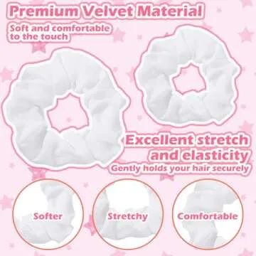 2Pcs 80s Neon Hair Scrunchies Elastics White Large Scrunchie White Scrunchy Hair Bands Hair Ties for Women and Girls