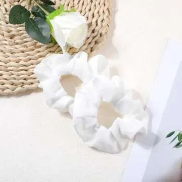 2Pcs 80s Neon Hair Scrunchies Elastics White Large Scrunchie White Scrunchy Hair Bands Hair Ties for Women and Girls