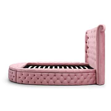 Elizabeth Pink Upholstered Round Storage Queen Bed