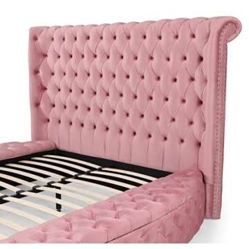 Elizabeth Pink Upholstered Round Storage Queen Bed