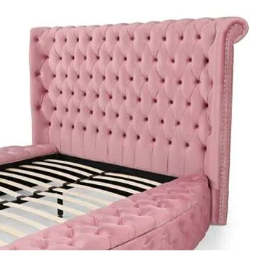 Elizabeth Pink Upholstered Round Storage Queen Bed