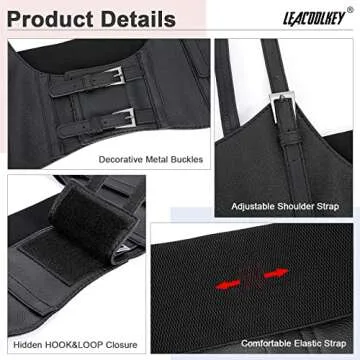 LEACOOLKEY 2 PACK Women Fashion Body Waist Belt Black Steampunk Underbust Corset Belt for Dress Christmas Costume (G-Black+Red, Under bust girth 26"-32")