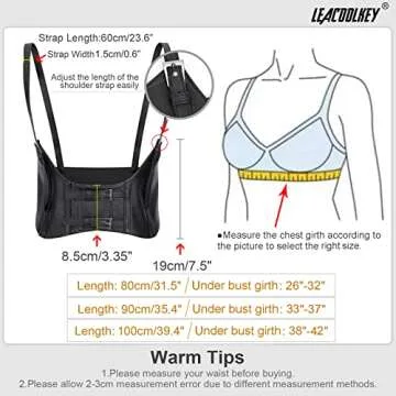 LEACOOLKEY 2 PACK Women Fashion Body Waist Belt Black Steampunk Underbust Corset Belt for Dress Christmas Costume (G-Black+Red, Under bust girth 26"-32")